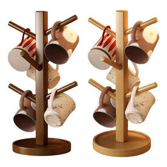 Stojak do przechowywania kubków na wodę Drewno lite Odwrócony uchwyt na kubki Nośność Możliwość piętrowania Biurkowy wieszak na kubki do Kuchni Restauracji Domu