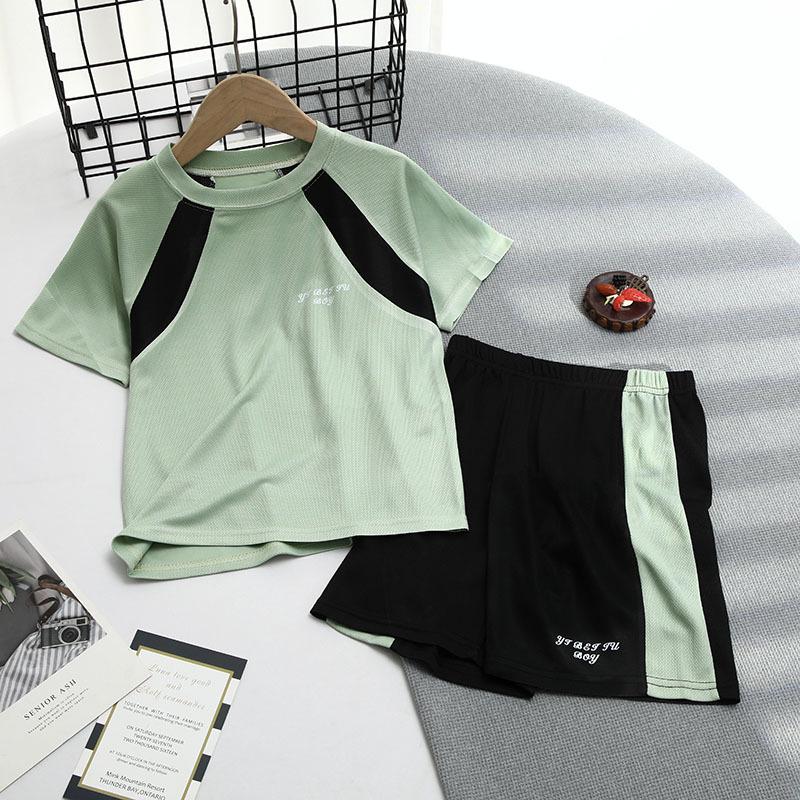 2026 Boys' Summer Sportswear: Short Sleeve and Shorts Mesh Set in 20 Colors