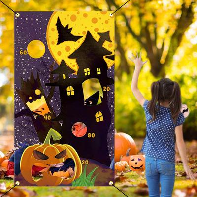 Halloween Themed Throwing Game Banner Kit Family Party Supplies Reusable Camping ,31.5x55Inches