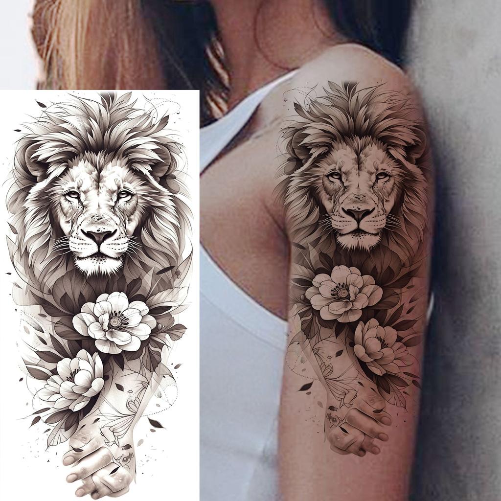 1 Sheet Sketch Flower Animals Temporary Tattoos For Women Long Lasting Waterproof Elephant Turtle Fake Tattoo Body Art Stickers