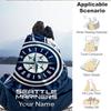 1PC Custom Name Blanket Mariners Team Logo Flannel blankets Patterns Throw Blanket All-Season Soft Gift for Couch, Bed, Camping, Birthday gifts