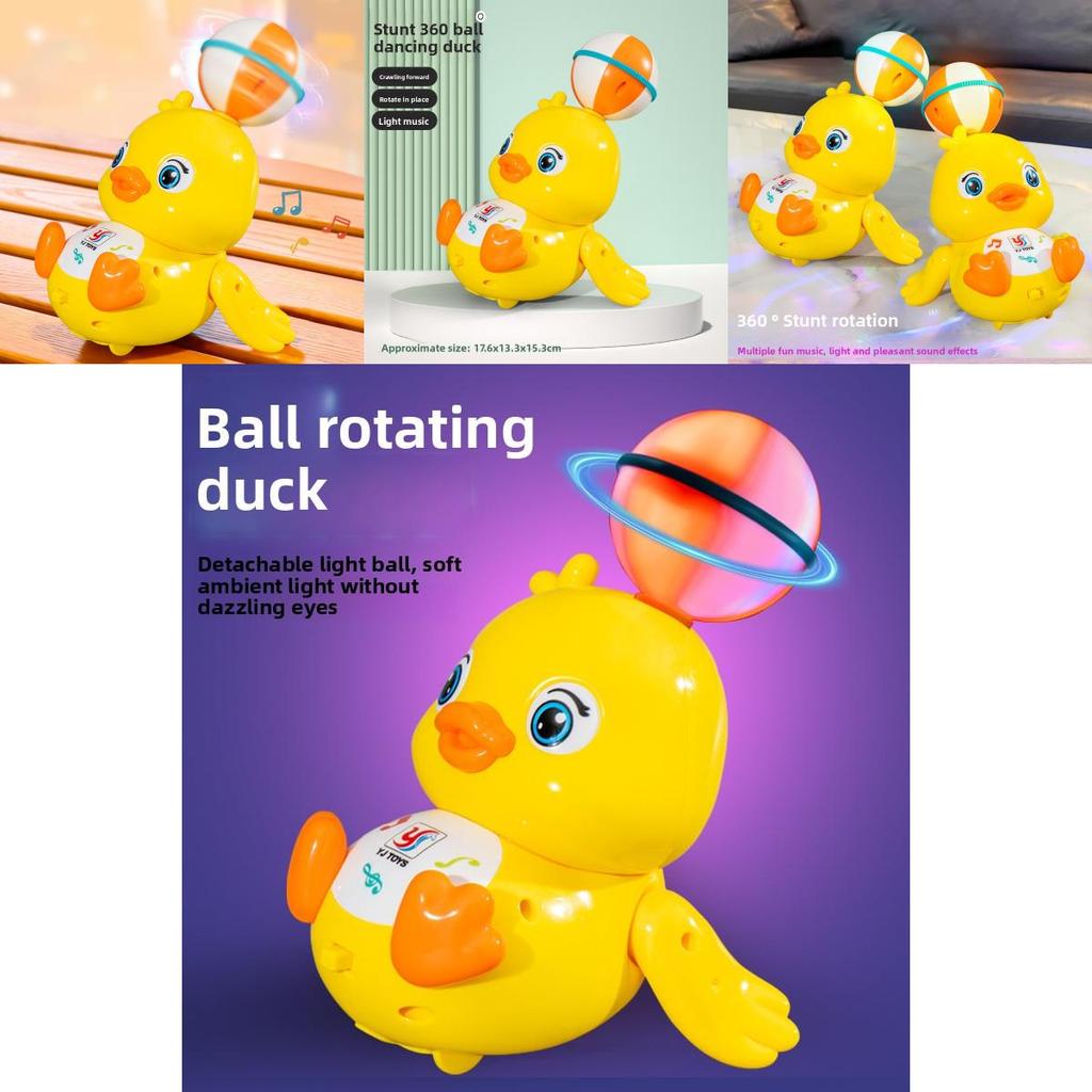 Top Ball Yellow Duck Light And Sound Toy With Rotating Effects For Kids And Toddler Play
