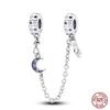 Real 925 Silver Stars & Moon Sunflower Safety Chains Spacer Beads Charms Fit Qikaola 925 Bracelets DIY Jewelry