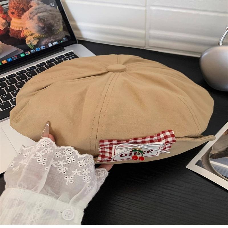 Retro Japanese Style Beret Hat Women'S Spring Summer  Large Head Size Cloud Painter Cap Breathable Baseball Cap