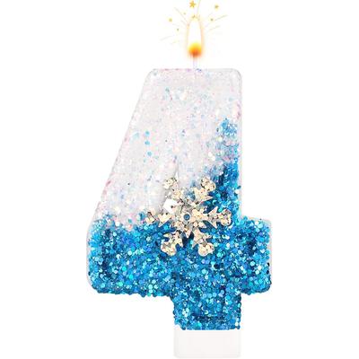 Gefrorene Geburtstagskerzen 0-9 Zahlen Glitzer Blaue Schneeflocke Kuchenkerze Kinder Mädchen Geburtstagsparty Kuchenaufsatz Dekoration Zubehör