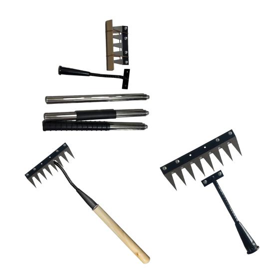 Weeding Rake Detachable Design Manganese Steel Garden Weeder Rake with Sharp Tip Wide Teeth Soil Penetration Rake