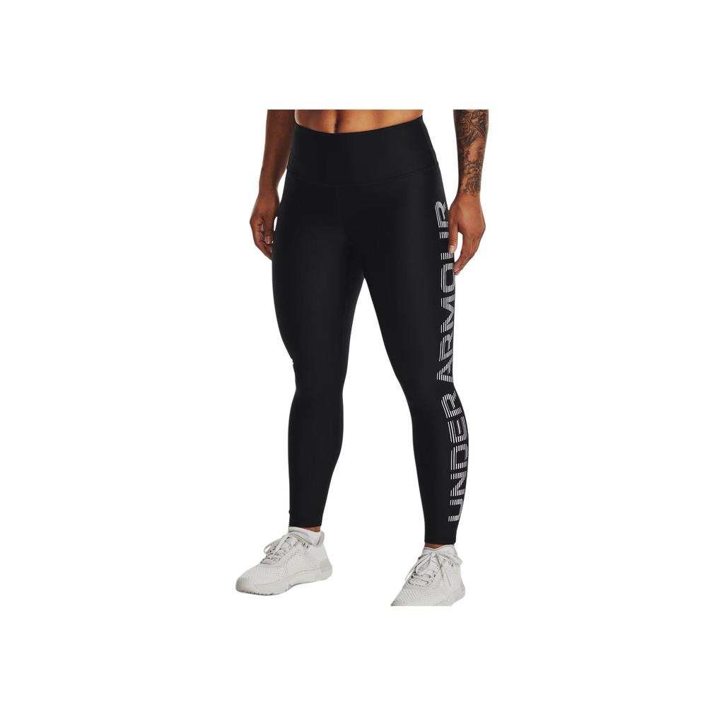 Under Armour Solid Color Logo Print Compression Fitness Pants Women bottoms Black 1374133-001