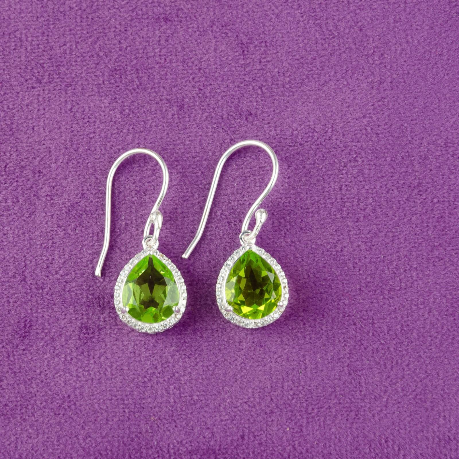 

Rare Peridot Gemstone 925 Sterling Silver Jewelry Zircon Partywear Earrings1.80 CZE-4-14