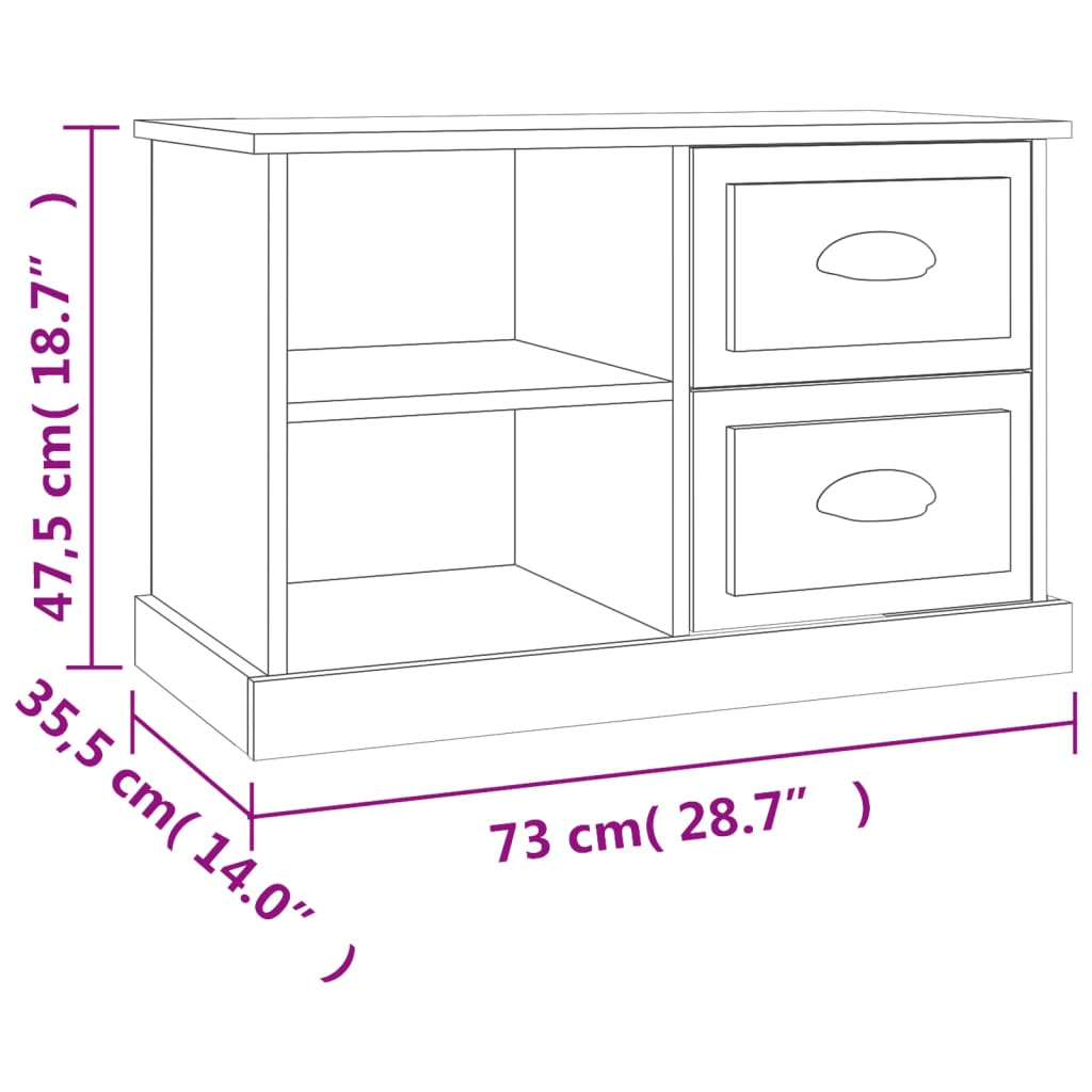 Glossy White TV Cabinet 73 x 35.5 x 47.5 cm Particleboard