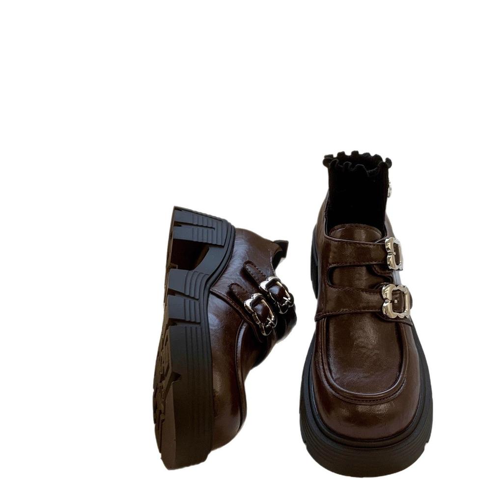 British Style Loafers Cotton Shoes Women's 2025 Spring and Autumn New Platform Thick Heel Retro Fluffy Mary Jane Small Leather Shoes