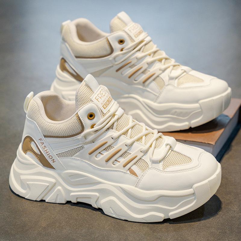 Autumn men's shoes new breathable sports shoes men's trendy versatile thick-soled heightening casual running shoes men's