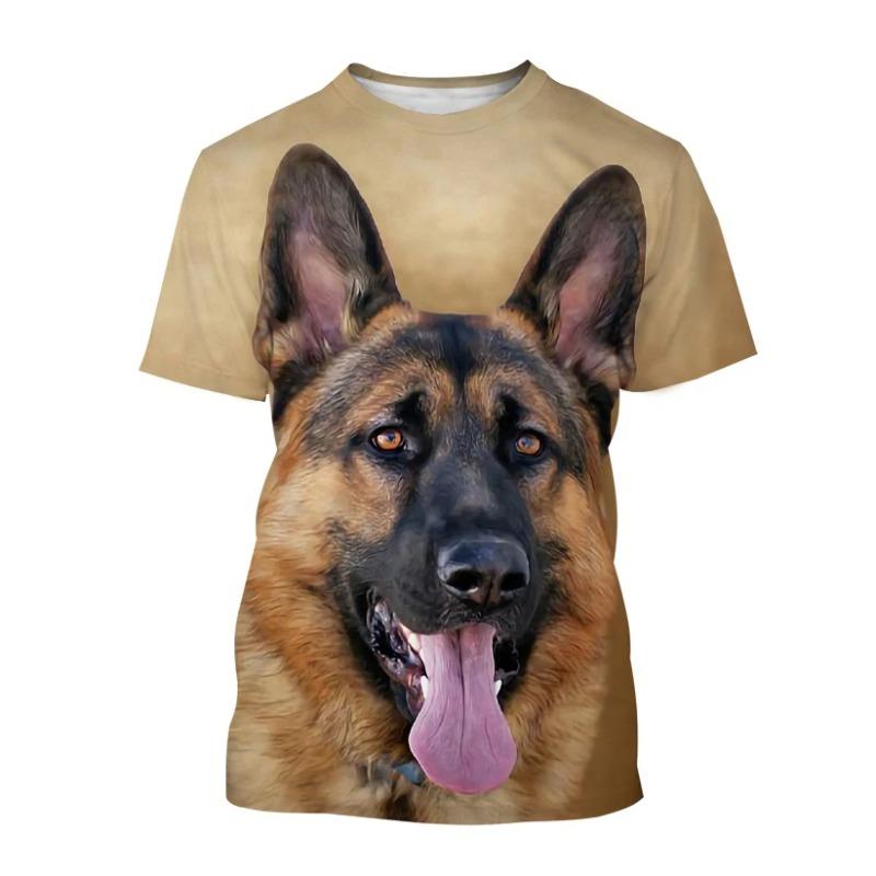 Animal German Shepherd 3D Print T-Shirts Summer Men Women Short Sleeve Dog T Shirt Oversized Harajuku Tees Tops Kids