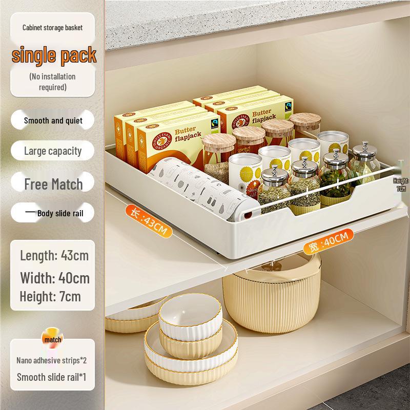 Multi-Functional Kitchen Pull-Out Basket with Shelves and Cutlery Storage