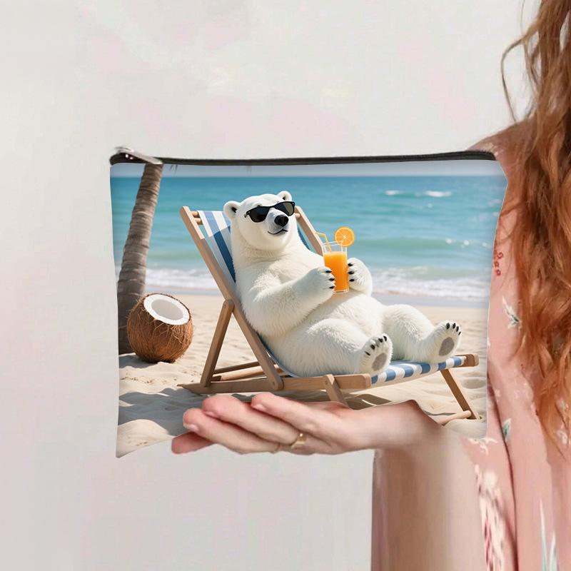 New Women Powder Puff Storage Bags Large Capacity Makeup Travel Toiletry Bag Cartoon Printed Zipper Bags Makeup Tool Accessories