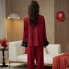 1011 Spring and Autumn Couple Pajamas Ice Silk Women's Long Sleeve Lapel Casual Thin Men's High-end Homewear Set