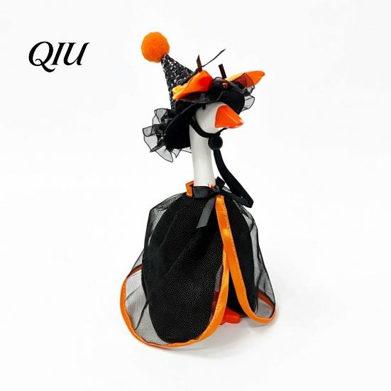 Goose Statue Halloween Dress-up Desk Outfit, Witch Cape And Pointed Hat, Costume Ghost Hoodie, Holiday for 7-Inch