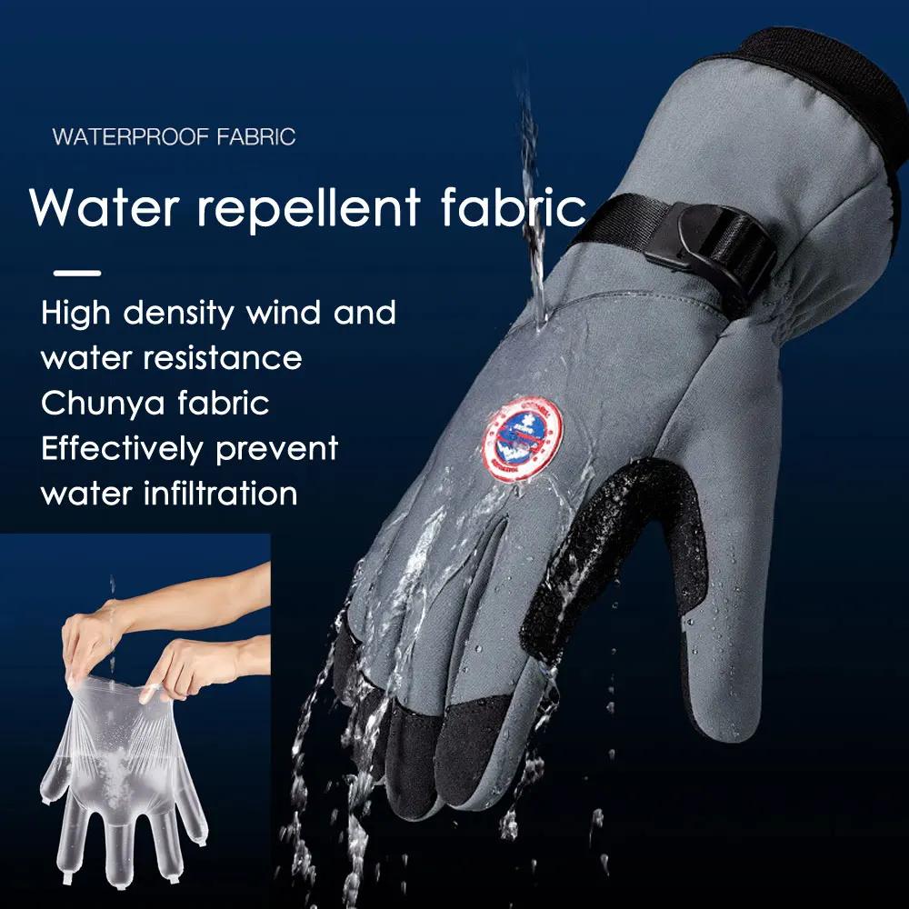 Herren Winter Wasserdichte Fahrradhandschuhe Outdoor-Nutzung Athletische Laufmotorrad Ski Touchscreen Fleecehandschuhe Rutschfest Warm Vollfinger