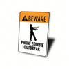Metal Poster Phone Zombie Outbreak Warning Sign Wall Art for Garage