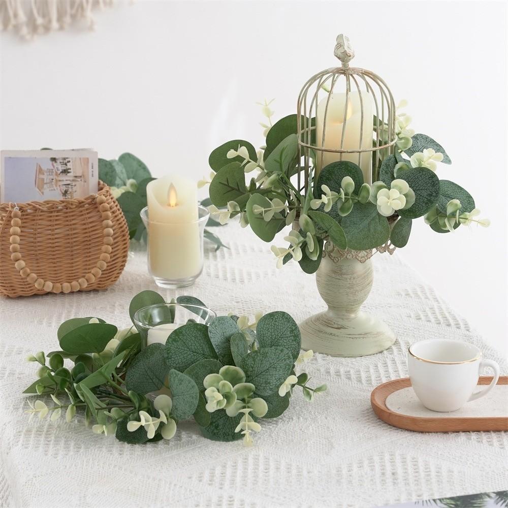 Eucalyptus Wreath Faux With Silk Screen Technique For Home And Outdoor Decor