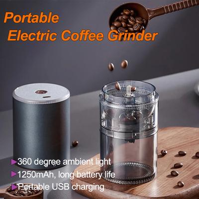 Prenosný elektrický mlynček na kávu USB nabíjateľný LED svetlo Cestovanie Domáca kuchyňa Mlynček na kávové zrná Pre Espresso/Filtrovanú kávu/Cold Brew