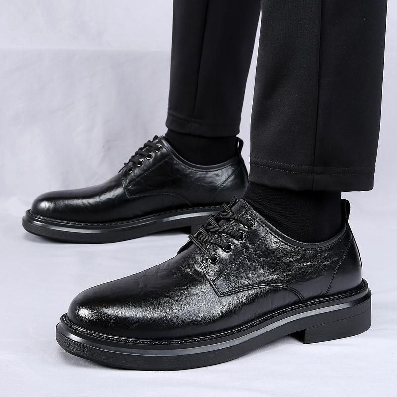 Lace Up Oxfords Men's Leather Shoes Fashion Comfortable Office Men's Block Formal Shoes Wedding Party Shoes Men