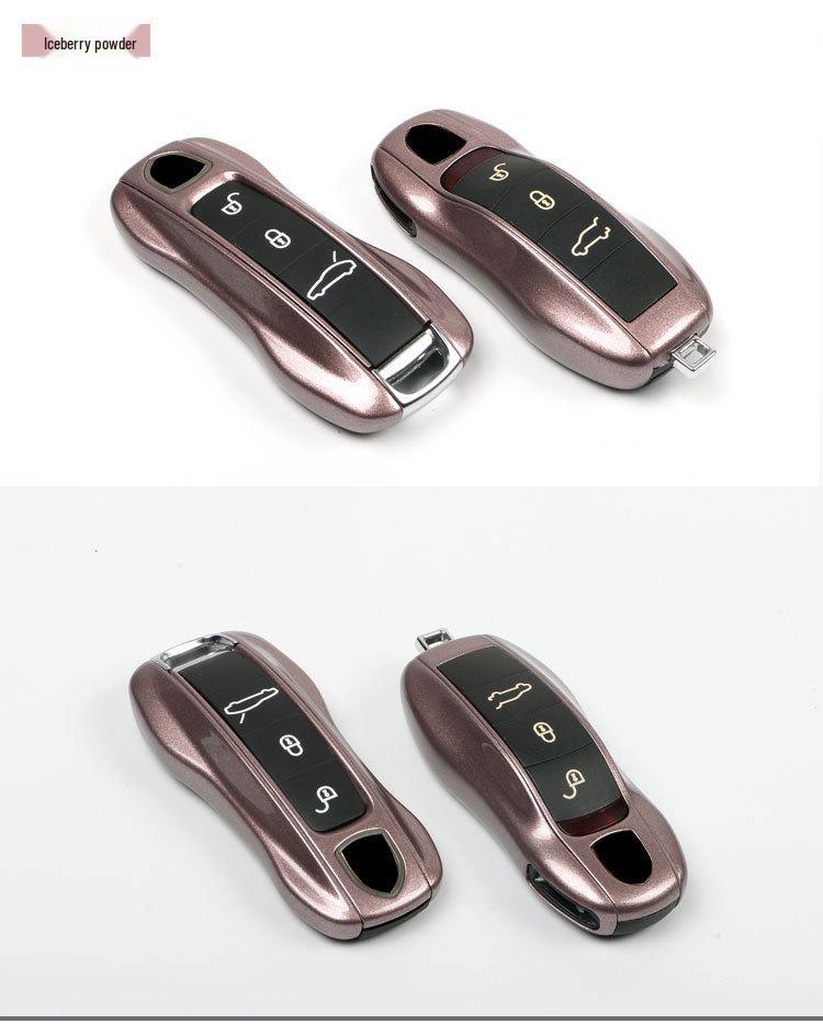 Fits Porsche Key Shell: New Cayenne, Macan, Panamera, 718, Taycan - Ice Raspberry Pink Matte Gray Solid Color