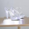 Fashion LED Up Crystal Rhinestone Night Club High Heels 13CM/15CM for Stage Show Pole Dance Shoes Women Crystal Clear Soles Glow in Dark