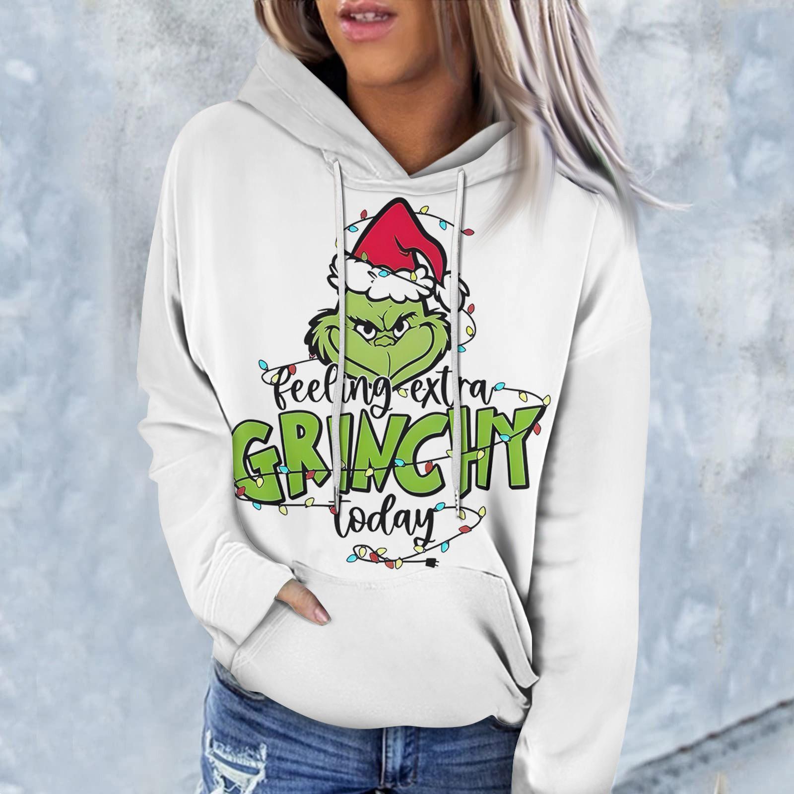 

Женская модная повседневная толстовка с длинным рукавом и рождественским принтом M