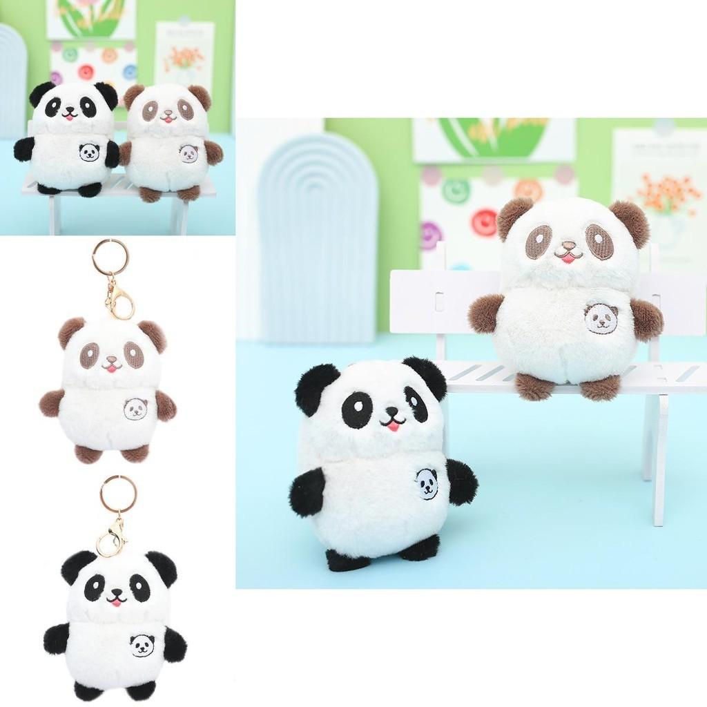 Cute Panda Plush Keychain Soft Snow Mink Fur Stuffed Animal Bag Charm