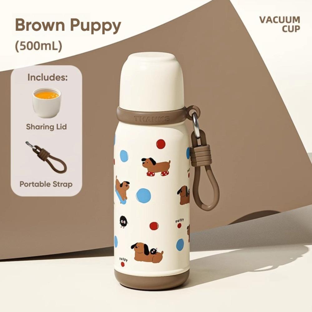 500ml Thermal Cup with Straw Straw Water Bottle Cute Insulated Cup  Kids