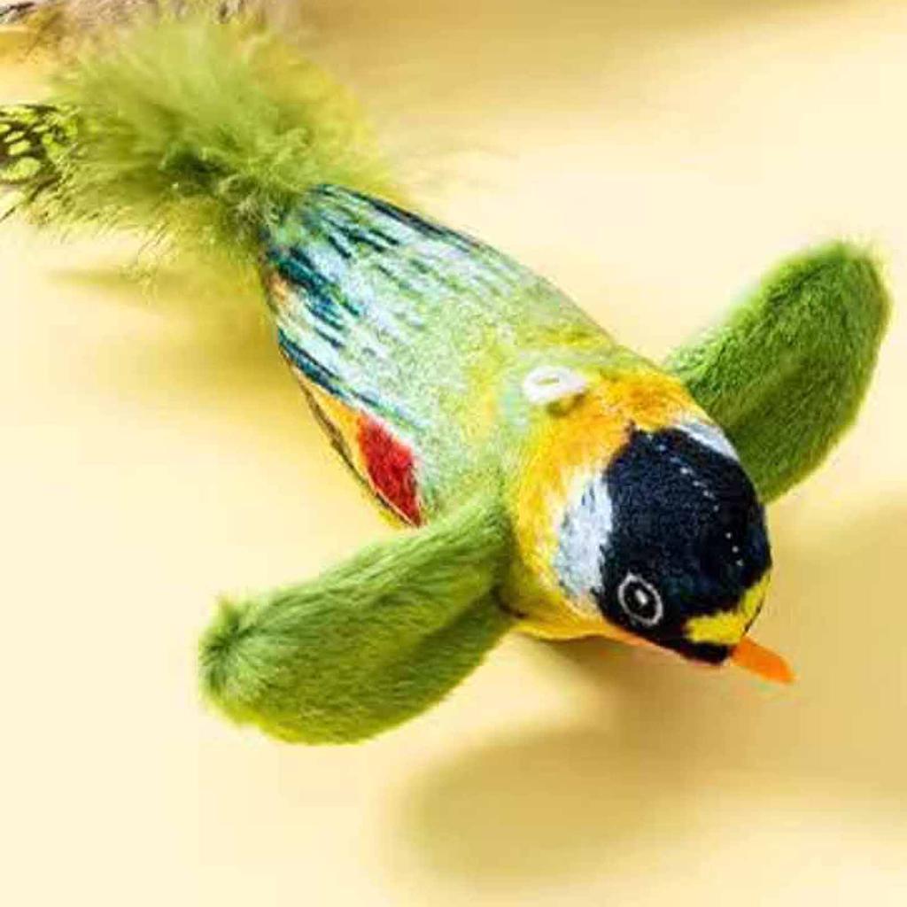 Toys Teaser Sticks with Simulated Chirping Bird  Self-Entertaining and -Boredom Gadgets for Kittens  Scratch-Resistant Pet Supplies
