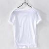 New Slim Fit Slub Cotton Pure Color V Collar Short Sleeved Tops Tees Men T-Shirt Multi-color Man T-Shirts Fitness