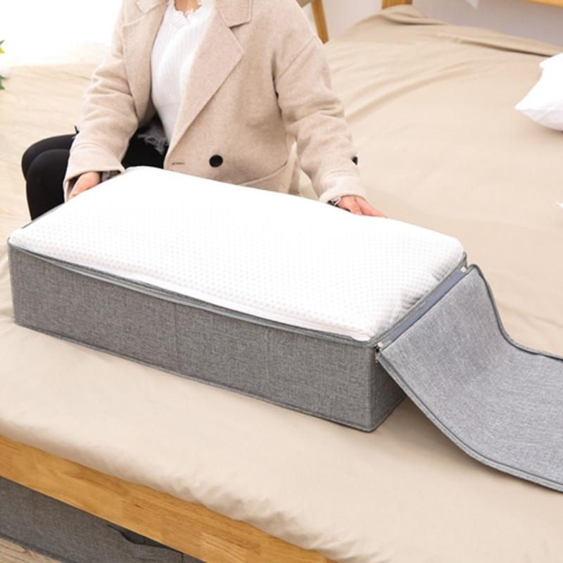Underbed Storage Box Storage Bag Cotton and Linen Independently Washable Highly Breathable Foldable Bag for Cloth