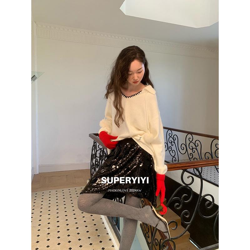 

CZ Zhang Зимняя юбка А-силуэта с пайетками и высокой талией A42268 Small