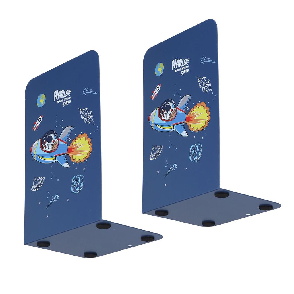 2Pcs Book Ends Nonslip Stable Firm Rounded Corner Rustproof Glossy High Durability Metal Bookends Fo