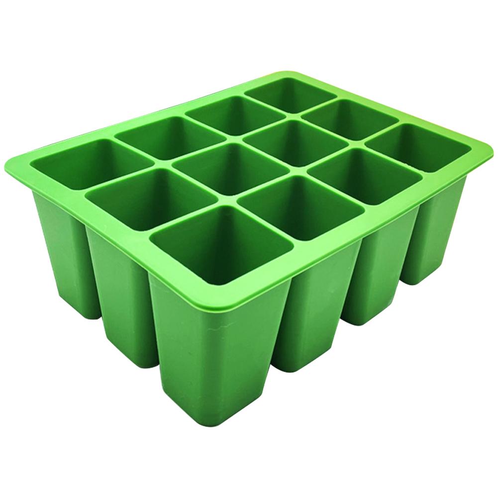 12 Holes Silicone Seed Starter Tray Breathable Seedling Starter Trays Seed Propagation Container for Hydroponics Growing System