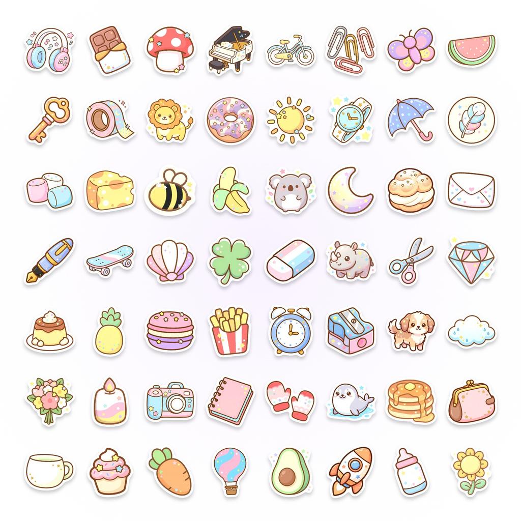 50 Wind Cartoon Stickers Hand Account Decoration Waterproof Stickers Children'S Graffiti Stickers Creative Stationery Stickers