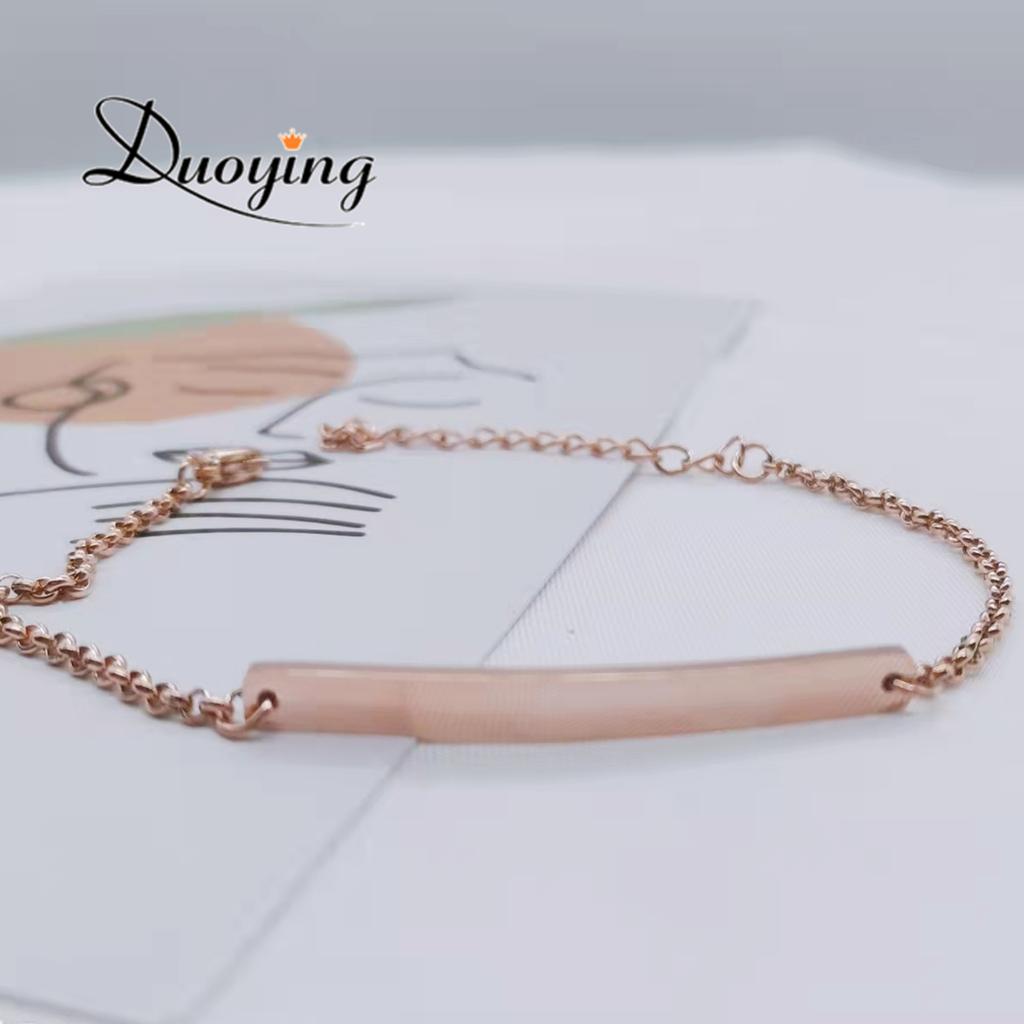 Qiuhan Stainless Steel Men's Classic Geometric Gold Plated Personalized Engraved Name Chain Link Bar Bracelet for