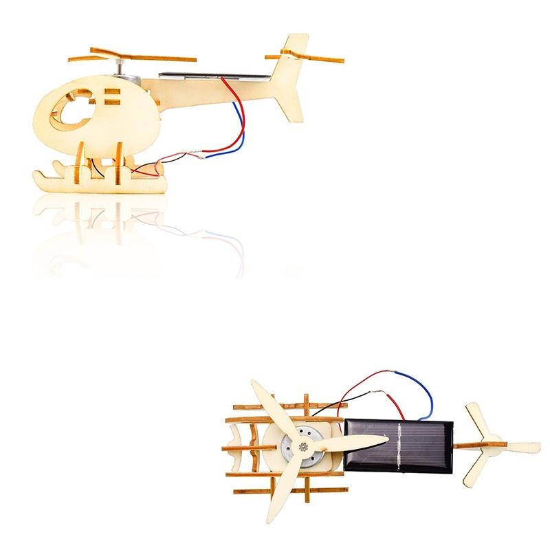 DIY Dřevěná Solární Helikoptéra Hračka pro Děti Fyzika Věda Experimentální Ručně Vyráběné Sestavovací Modelové Sady Vzdělávací Hračky Dárky