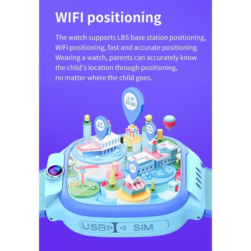 Children Smartwatch WIFI LBS Real-time Positioning Waterproof 1.44in Screen Watch with Phone Calling SOS Weather Photo