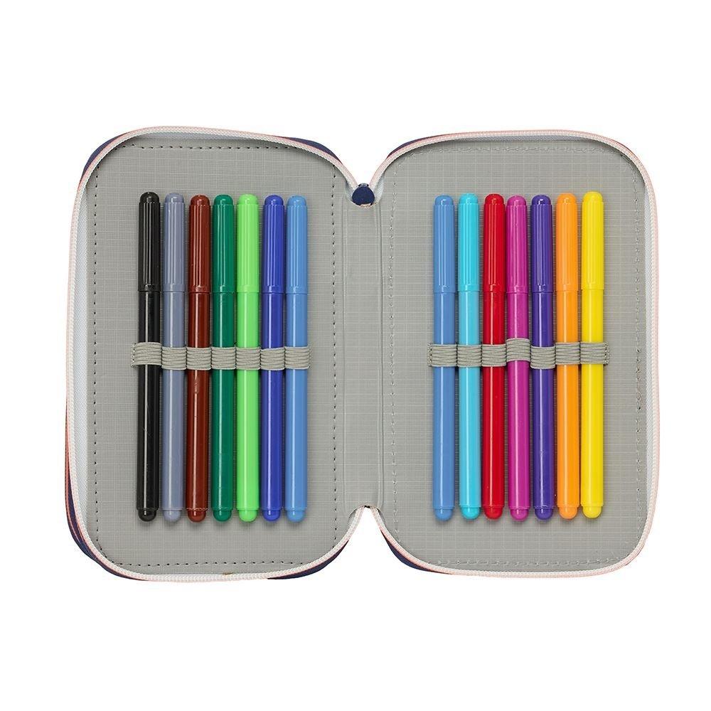 FC Barcelona Triple Filled Pencil Case 37 PCS 412526857 Navy Blue