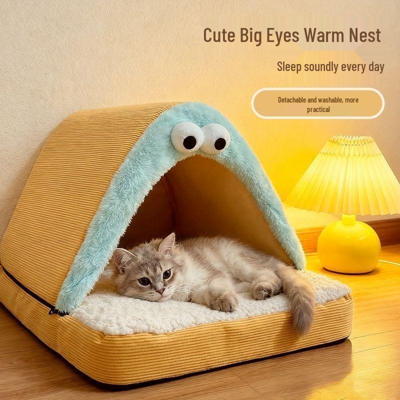 Detachable Washable Warm Pet Bed & Enclosed Tent for Dogs and Cats