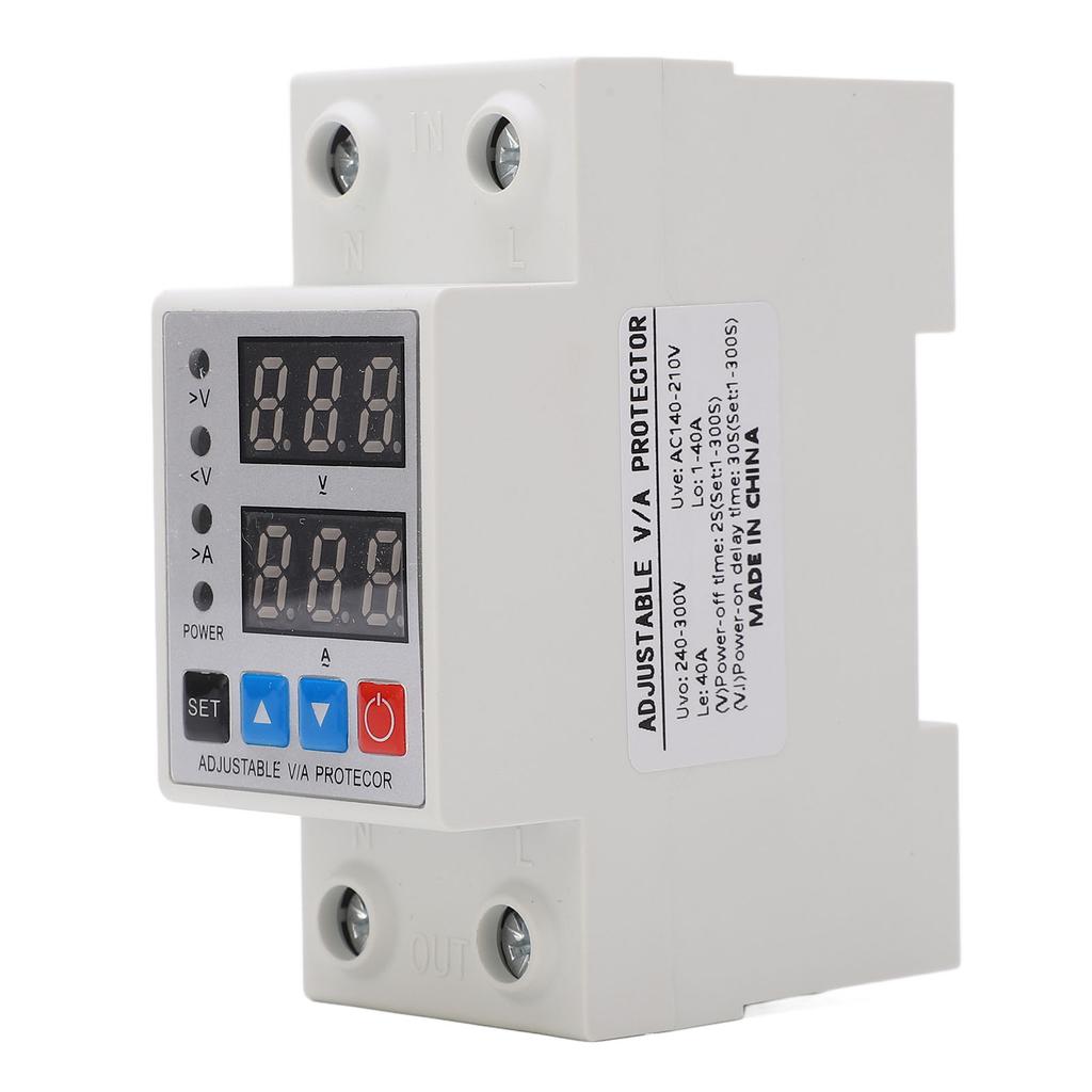 Over Under Voltage Protective Device Adjusting Dual Display Overcurrent Overload Arrester 40A 240V‑300V