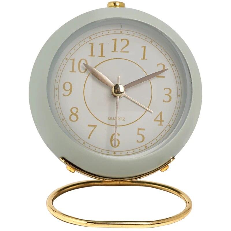 European Style Metal Clock Creative Silent Children's Electronic Aarm Clock Minimalist Living Room Bedroom Student Luminous