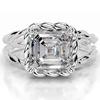 WUIHA Vintage 925 Sterling Silver 4 CT Emerald Cut D Color GRA Real Moissanite Split Shank Twisted Solitare Ring Fine Jewelry