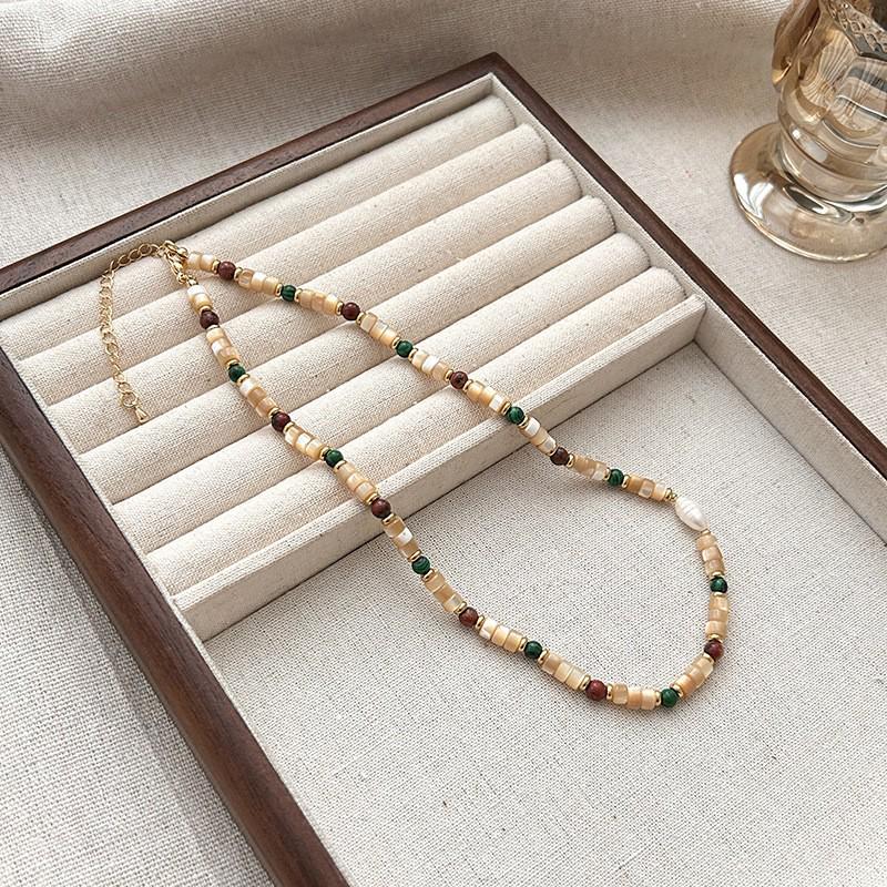 Collier de Perles en Pierre Naturelle pour Femmes - Choker Chaîne Clavicule de Luxe 2025