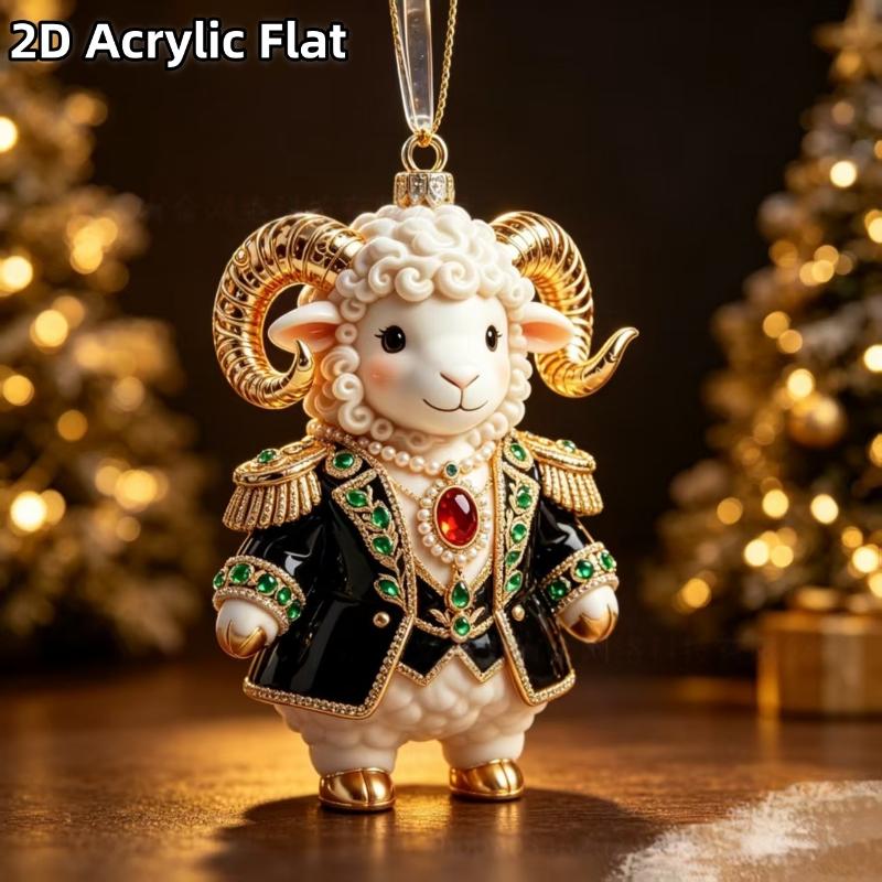 Shining Goat Hanging Ornament 2D Flat Embossed Pattern Goat Bag Charm For Festive Occasions Gifts