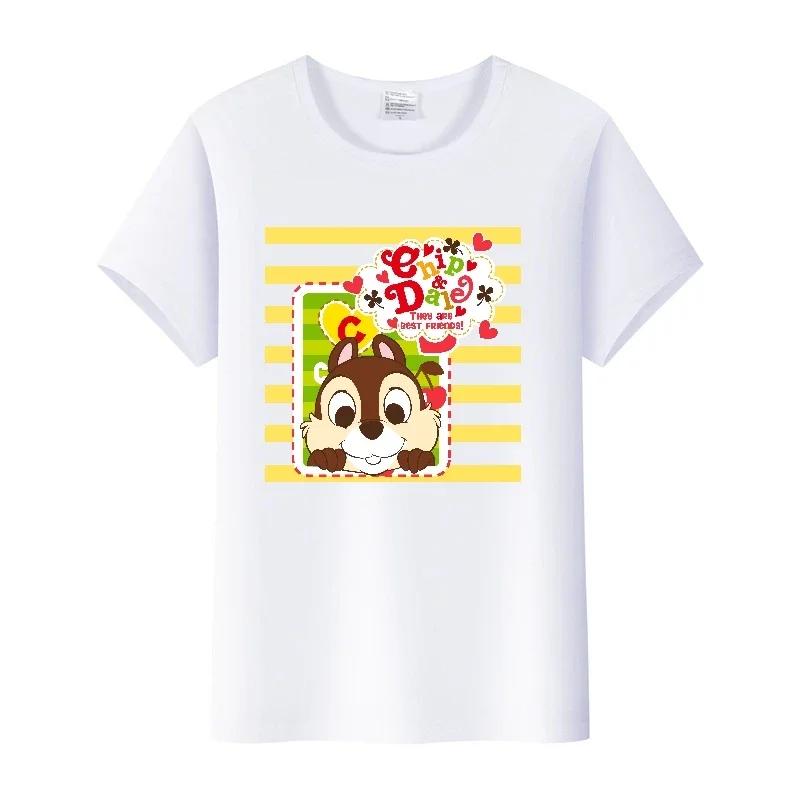 Casual Cartoon Chip 'n' Dale Graphic t-shirt Summer Blouses White Tees Clothes Y2K Tshirt Oversized Tops Unisex