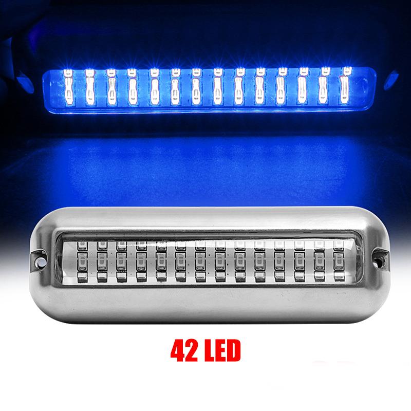 42LED Yacht Underwater Light Stainless Steel Marine Navigation Light IP68 Waterproof Marine Boat Lamp Yacht Car Accessories