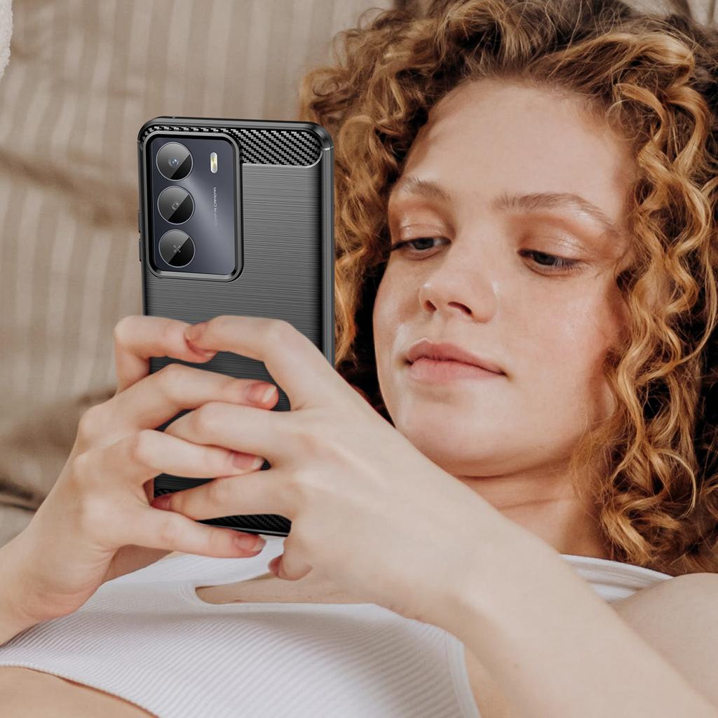 For Realme 14x 5G/V70 5G/V70s 5G Case Protective Phone Cover Carbon Fiber Texture Brushed
